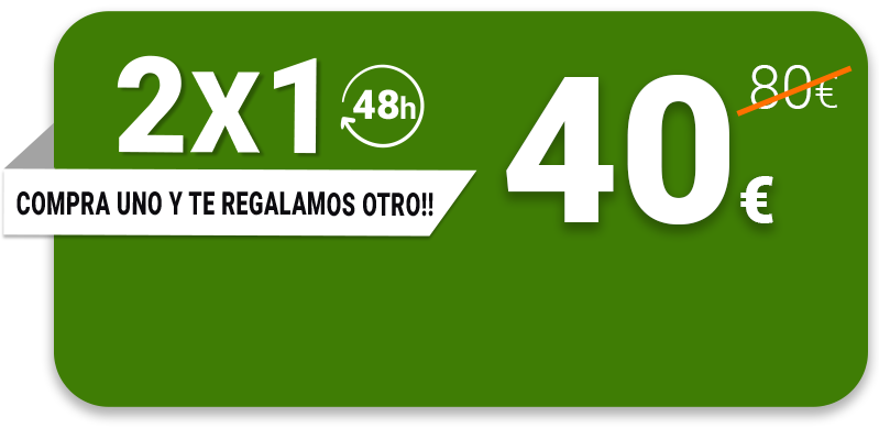 2x1 48h. Compra uno y te regalamos otro!! Antes 80€ ahora 40€