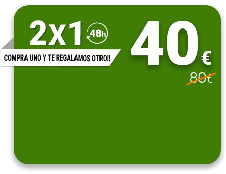 2x1 48h. Compra uno y te regalamos otro!! Antes 80€ ahora 40€