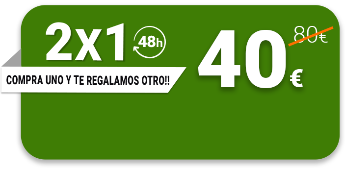 2x1 48h. Compra uno y te regalamos otro!! Antes 80€ ahora 40€